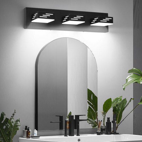 3-Light LED Modern Vanity Light Fixtures, 19.69-Inch, Black Finish Bathroom Wall Lighting Fixture Over Mirror, with IP44 Waterproof, for Bathroom, Living Room, Bedroom, Hallway, Cool White 6000K