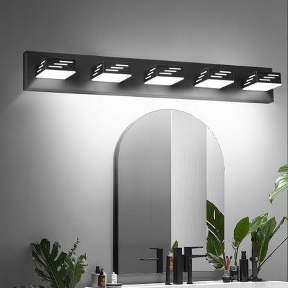 5-Light LED Modern Vanity Light Fixtures, 33.46-Inch, Black Finish Bathroom Wall Lighting Fixture Over Mirror, with IP44 Waterproof, for Bathroom, Living Room, Bedroom, Hallway, Cool White 6000K