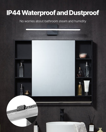 Bathroom Vanity Light Bar, 24.02-Inch, LED Modern Light Fixture Over Mirror, with 360° Rotatable, IP44 Waterproof, 18W, 6000K, Wall Lighting for Bathroom, Living Room, Bedroom, Hallway, Black