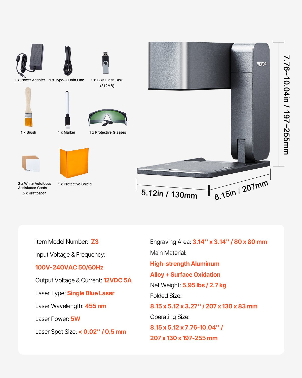 Bärbar Lasergravör 600 mm/s 5W Höghastighets Handhållen Gravyrmaskin 3,14'' X 3,14'' Gravyrarea Kompatibel med Android, Ios och Windows för metall Enkel Blå Laser Trä Läder Akrylfiber Smycken Glas