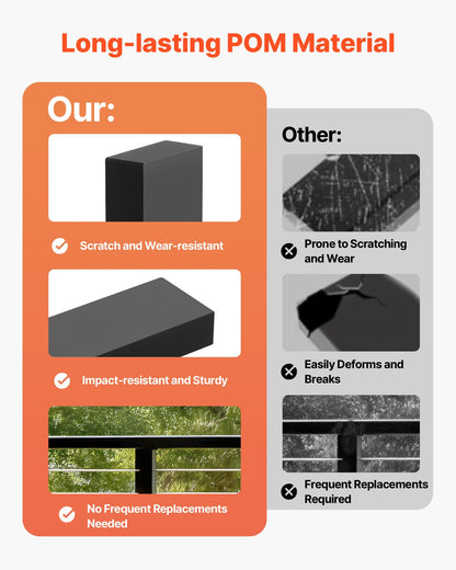 2 Pack Handrail Connectors, Flat Extension Stair Railing Accessories, POM Hand Rail Connector Fittings for Rectangular Cable Railing, Deck Cable Rail System Outdoor, Matte Black, HT-04