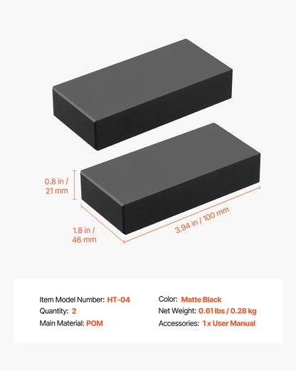 2 Pack Handrail Connectors, Flat Extension Stair Railing Accessories, POM Hand Rail Connector Fittings for Rectangular Cable Railing, Deck Cable Rail System Outdoor, Matte Black, HT-04