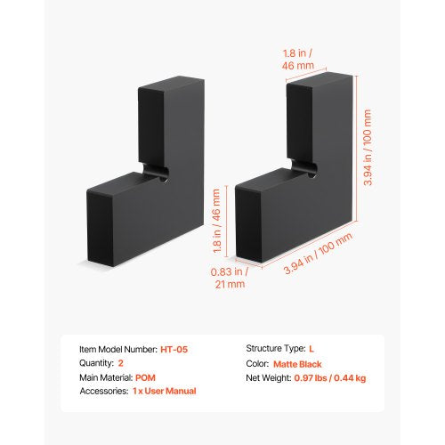 2-pack hörnkopplingar för ledstång, tillbehör till förlängningsräcken, POM-ledstångskopplingsbeslag för rektangulärt kabelräcke, kabelskena för däck utomhus, mattsvart, HT-05 |  EU