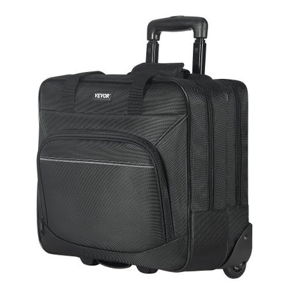 Rolling Laptop Bag, Fits Up to 15.6 Inch Laptop, Wheeled Briefcase, Roller Computer Tote Bag with Wheels & Telescoping Handle, Laptop Case for Work Travel Business Office, Women & Men (Black)