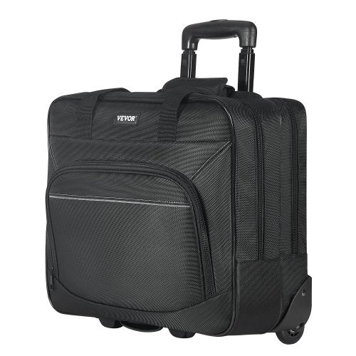 Rolling Laptop Bag, Fits Up to 15.6 Inch Laptop, Wheeled Briefcase, Roller Computer Tote Bag with Wheels & Telescoping Handle, Laptop Case for Work Travel Business Office, Women & Men (Black)