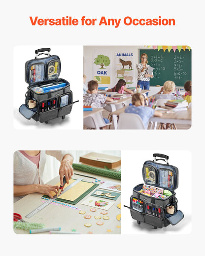 Rolling Laptop Bag, Fits Up to 15.6 Inch Laptop, Wheeled Briefcase, Teacher Roller Computer Tote Bag with Detachable Trolley & Telescopic Handle, Laptop Case for Work Travel, Women & Men (Gray)