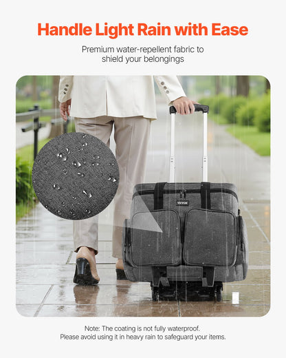 Rolling Laptop Bag, Fits Up to 15.6 Inch Laptop, Wheeled Briefcase, Teacher Roller Computer Tote Bag with Detachable Trolley & Telescopic Handle, Laptop Case for Work Travel, Women & Men (Gray)