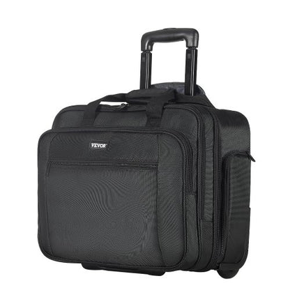 Rolling Laptop Bag, Fits Up to 17.3 Inch Laptop, Wheeled Briefcase, Roller Computer Tote Bag with Wheels & Telescoping Handle, Laptop Case for Work Travel Business Office, Women & Men (Black)