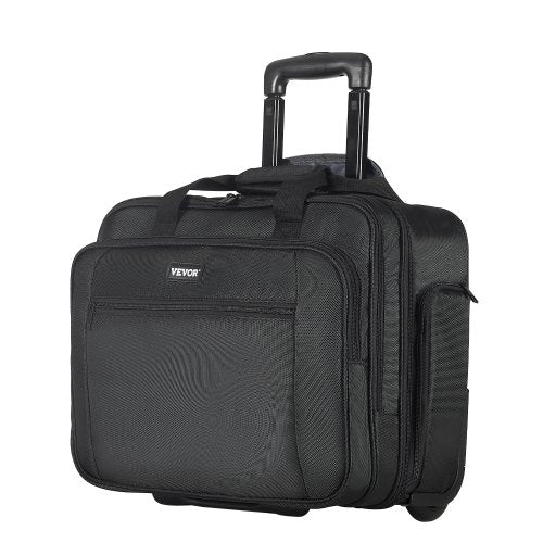 Rolling Laptop Bag, Fits Up to 17.3 Inch Laptop, Wheeled Briefcase, Roller Computer Tote Bag with Wheels & Telescoping Handle, Laptop Case for Work Travel Business Office, Women & Men (Black)