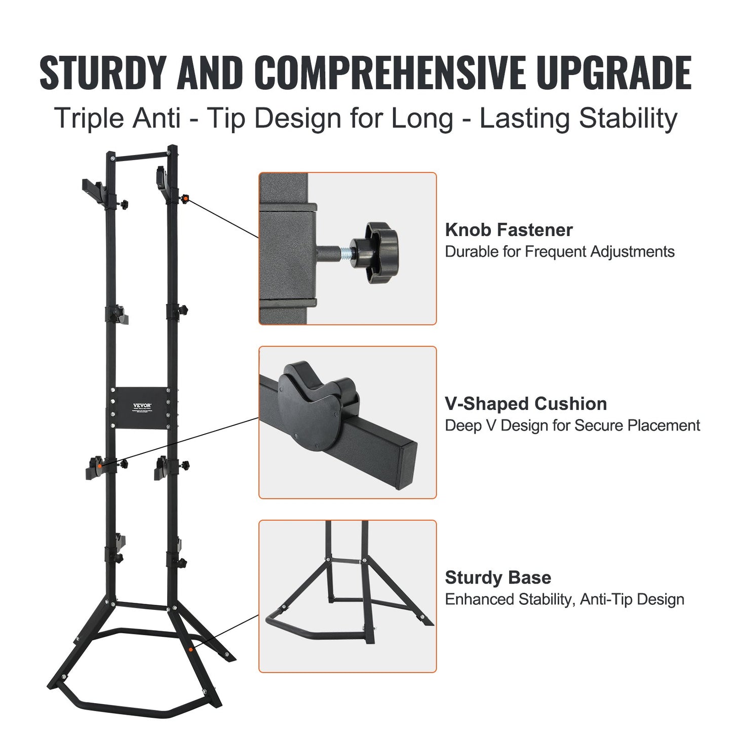 4 Bike Storage Rack, Free Standing Gravity Wall Vertical Bike Rack, Fully Adjustable Bike Rack Garage, Sturdy Steel & Easy Assemble, for Garage, Living Room, Shed, Holds Up to 260 lbs Black