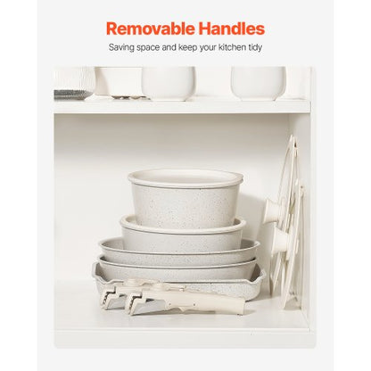 17-teiliges Topf- und Pfannenset Granit Antihaft-Kochgeschirr Weiß | EU