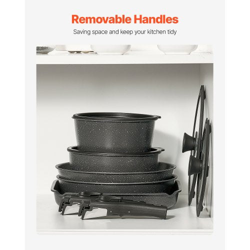 17-teiliges Topf- und Pfannenset Granite Antihaft-Kochgeschirr Schwarz | EU