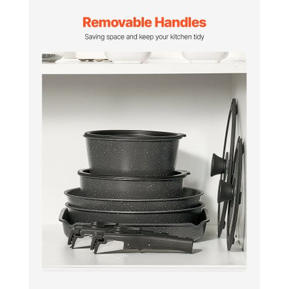 17-teiliges Topf- und Pfannenset Granite Antihaft-Kochgeschirr Schwarz | EU