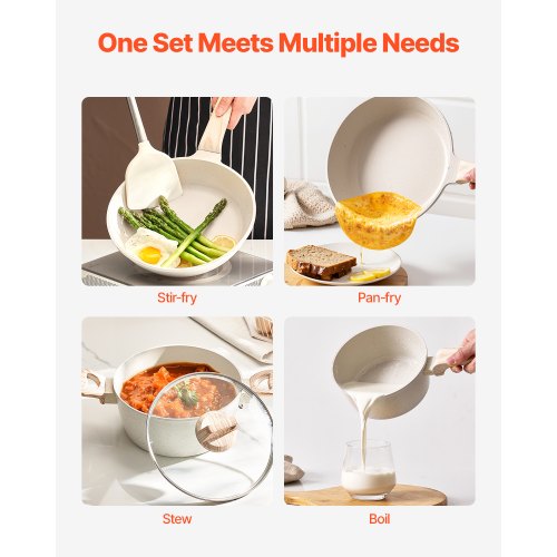 19-delade grytor och kastruller Granit Nonstick Köksredskap Vit |  EU