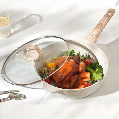 19 Piece Pots and Pans Set Nonstick, Granite Cookware Set, Induction Cookwares, Kitchen RV Cooking Sets with Frying, Sauce, Saute, Tempered Glass Lids, and Pan Protectors, White