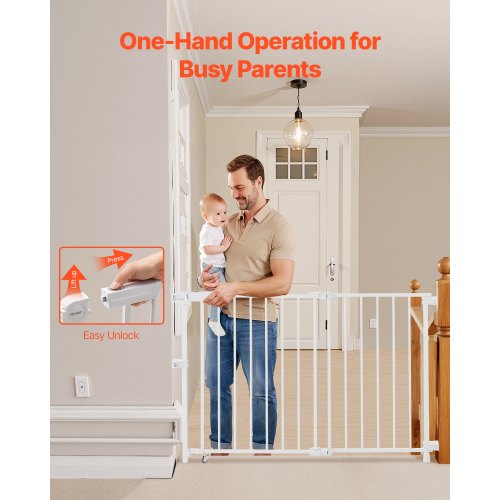 Babygitter 69-102 cm verstellbare Breite 68 cm hoch Hundegitter weiß | EU