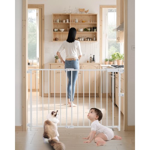 Babygitter 69-102 cm verstellbare Breite 68 cm hoch Hundegitter weiß | EU