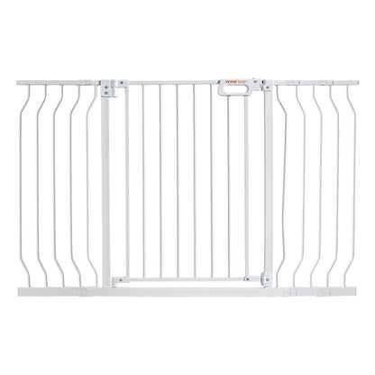 Baby Gate, 29.5"-53" Extra Wide, 30" High, Dog Gate for Stairs Doorways and Houses, Easy Step Walk Thru Auto Close Baby Gate Pet Security Gate with Pressure Mounting Kit and Wall Mounting Kit, White