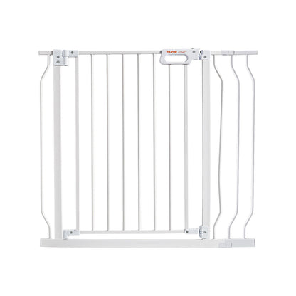 Baby Gate, 29.5"-39" Extra Wide, 30" High, Dog Gate for Stairs Doorways and Houses, Easy Step Walk Thru Auto Close Baby Gate Pet Security Gate with Pressure Mounting Kit and Wall Mounting Kit, White