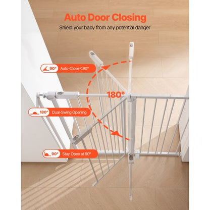 Baby gate 66-102 cm adjustable width 91 cm high dog gate white | EU
