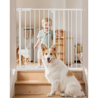 Baby gate 66-102 cm adjustable width 91 cm high dog gate white | EU
