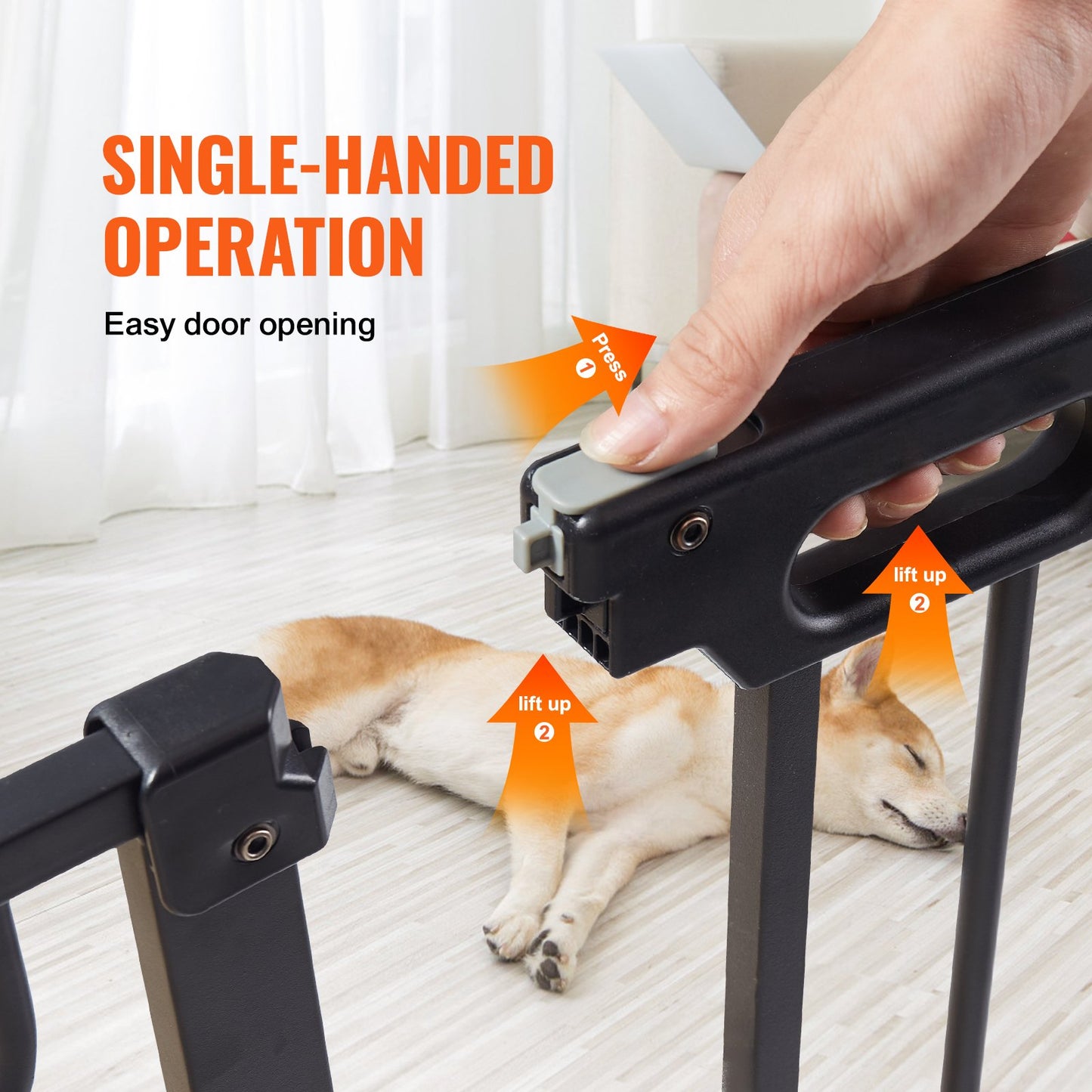Baby Gate, 29.5"-48.4" Extra Wide, 30" High, Dog Gate for Stairs Doorways and House, Easy Step Walk Thru Auto Close Child Gate Pet Security Gate with Pressure Mount Kit and Wall Mount Kit, Black
