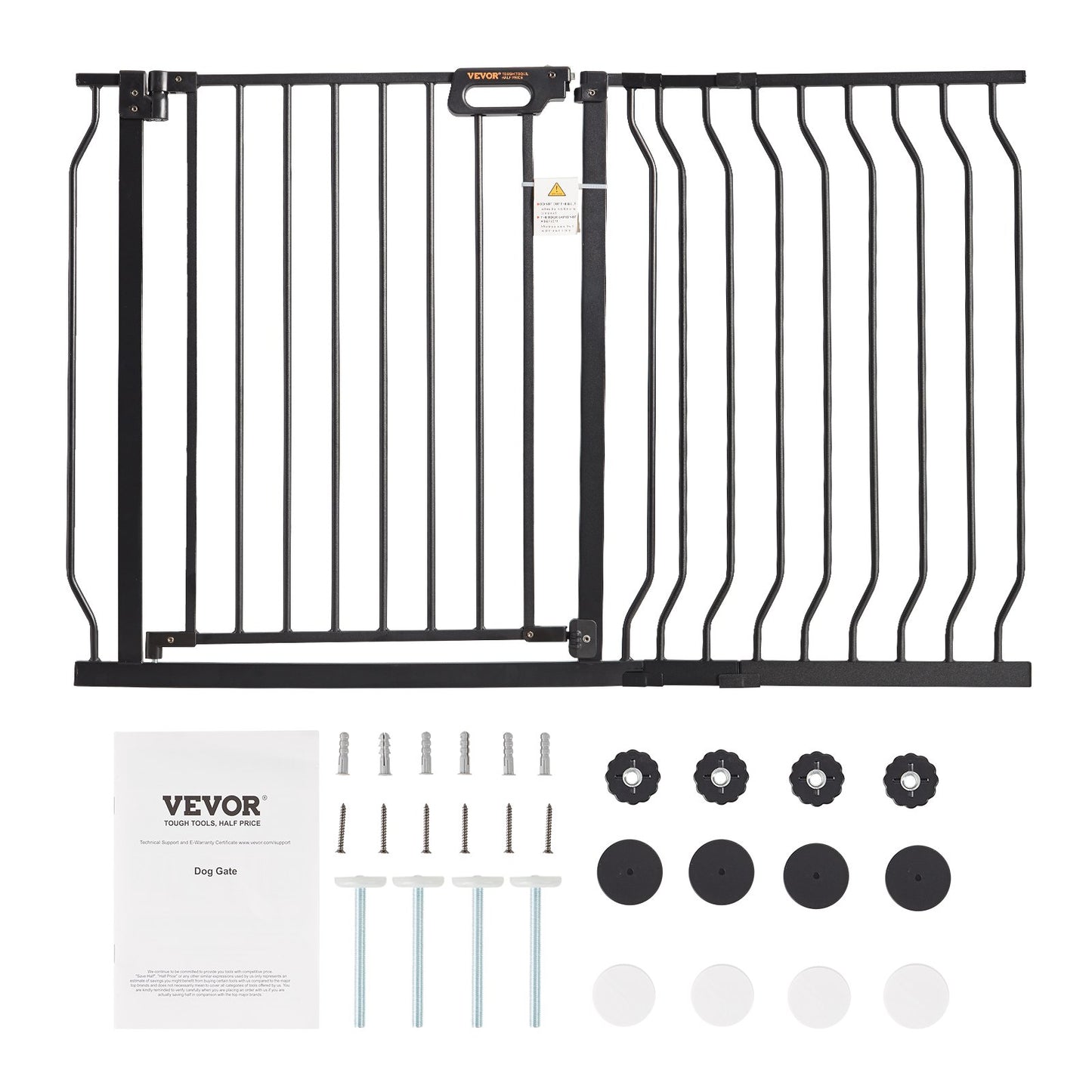 Baby Gate, 29.5"-48.4" Extra Wide, 30" High, Dog Gate for Stairs Doorways and Houses, Easy Step Walk Thru Auto Close Baby Gate Pet Security Gate with Pressure Mounting Kit and Wall Mounting Kit, Black