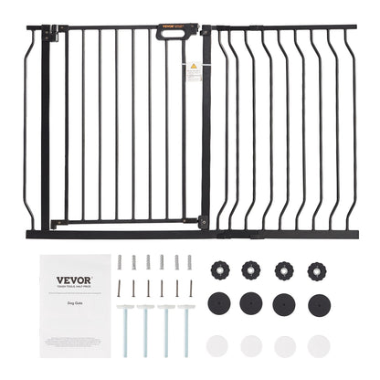 Baby Gate, 29.5"-48.4" Extra Wide, 30" High, Dog Gate for Stairs Doorways and Houses, Easy Step Walk Thru Auto Close Baby Gate Pet Security Gate with Pressure Mounting Kit and Wall Mounting Kit, Black