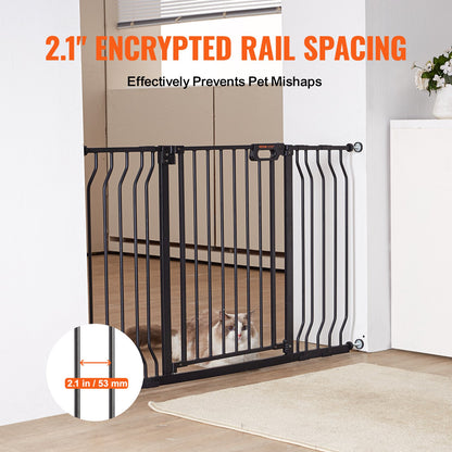 Baby Gate, 29,5"-53" extra bred, 30" hög, hundgrind för trappor dörröppningar och hus, Easy Step Walk Thru Auto Close Barnport Pet Security Gate med tryckmonteringssats och väggmonteringssats, svart