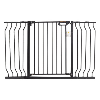 Baby Gate, 29,5"-53" extra bred, 30" hög, hundgrind för trappor dörröppningar och hus, Easy Step Walk Thru Auto Close Barnport Pet Security Gate med tryckmonteringssats och väggmonteringssats, svart