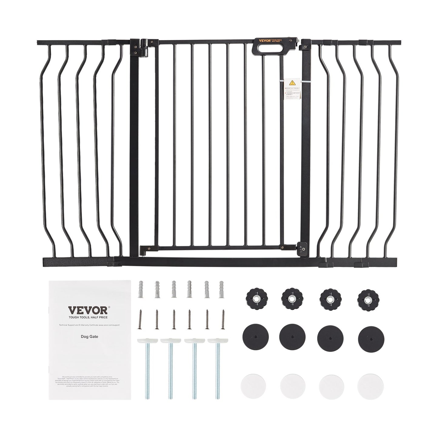 Baby Gate, 29,5"-53" extra bred, 30" hög, hundgrind för trappor dörröppningar och hus, Easy Step Walk Thru Auto Close Barnport Pet Security Gate med tryckmonteringssats och väggmonteringssats, svart