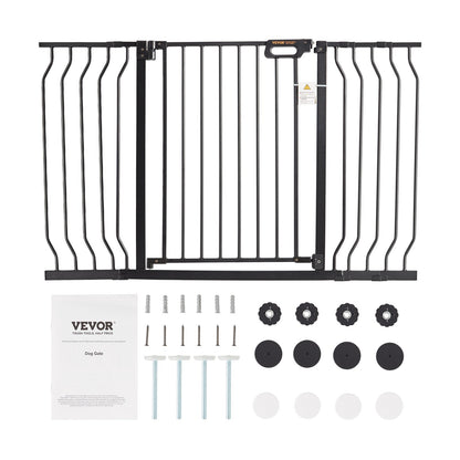 Baby Gate, 29,5"-53" extra bred, 30" hög, hundgrind för trappor dörröppningar och hus, Easy Step Walk Thru Auto Close Barnport Pet Security Gate med tryckmonteringssats och väggmonteringssats, svart