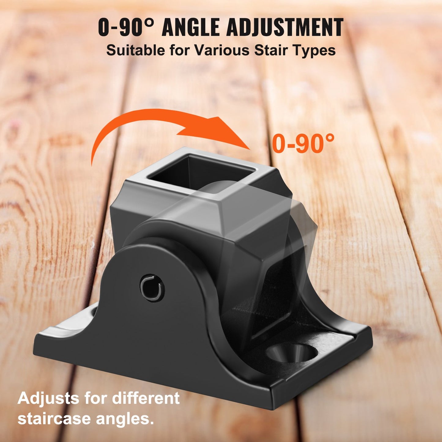 Aluminiumlegering Baluster Skor Fyrkantiga Balusters Baluster Smidesspindlar för trappor Sned Shoes med skruvhål för användning med 1/2 tums trappan Balusters, Spray Coated Black (50 st)