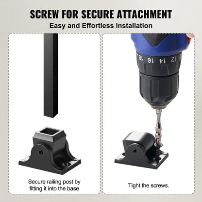 Aluminiumlegering Baluster Skor Fyrkantiga Balusters Baluster Smidesspindlar för trappor Sned Shoes med skruvhål för användning med 1/2 tums trappan Balusters, Spray Coated Black (50 st)