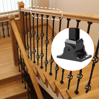 Aluminum Alloy Baluster Shoes Square Balusters Baluster Wrought Spindles for Staircase Slant Shoes with Screw Holes for Use with 1/2 Inch Staircase Balusters, Spray Coated Black (50 Pcs)