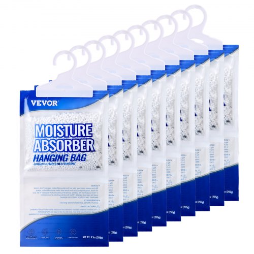 Hanging Moisture Absorber, 9.3 oz Hanging Closet Dehumidifier Bags(10 Packs), Fragrance Free Moisture Bags in Wardrobes, Bedrooms, Bathrooms