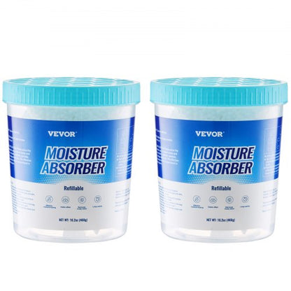Moisture Absorber Bucket, 2 Packs 16.2 oz Hi-Capacity Moisture Absorber Bucket with 800ml Storage Area & Reusable Outer Bucket for Long-Term Use, Fragrance Free Moisture Absorber for Fresher Air
