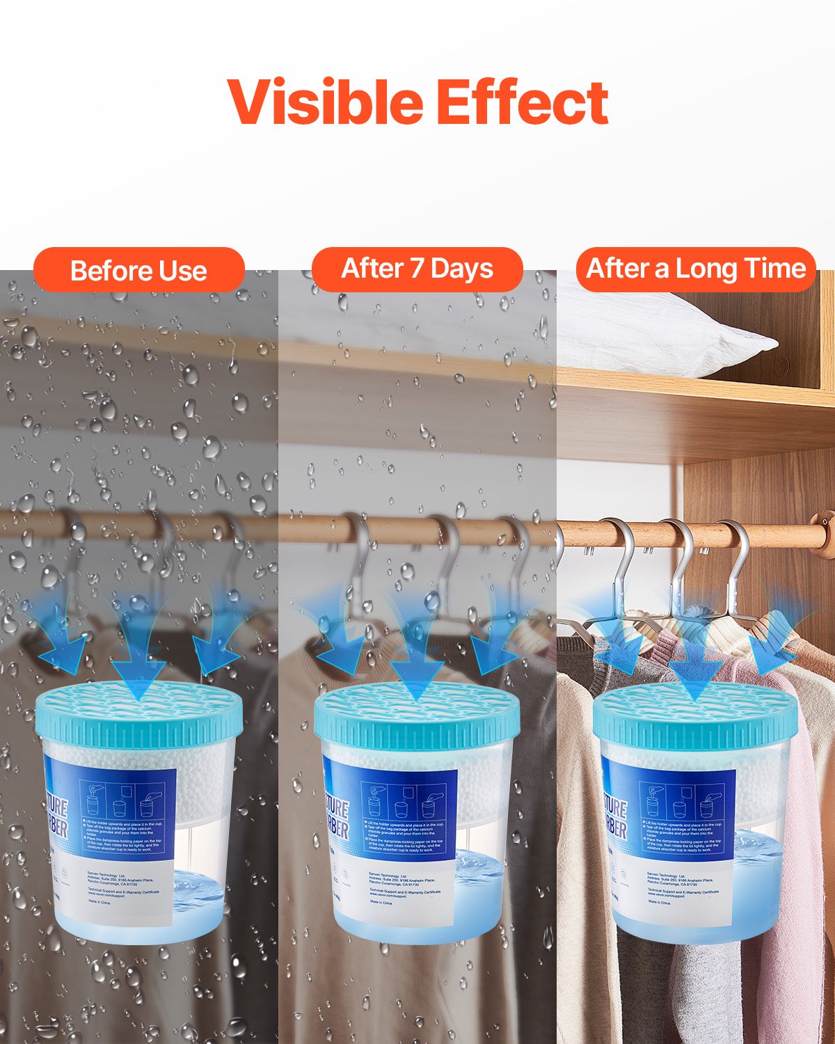 Moisture Absorber Bucket, 2 Packs 16.2 oz Hi-Capacity Moisture Absorber Bucket with 800ml Storage Area & Reusable Outer Bucket for Long-Term Use, Fragrance Free Moisture Absorber for Fresher Air