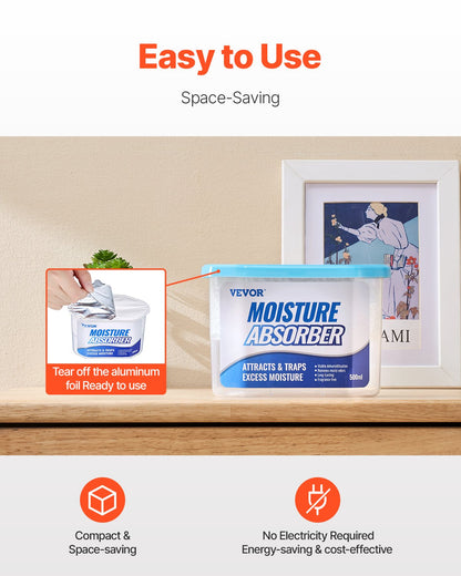 Moisture Absorber Boxes, 10.8 oz Humidity Absorber Boxes(6 Packs), Fragrance Free Dehumidifier Attracts Extra Moisture from Your Bathroom, Closet, and Kitchen