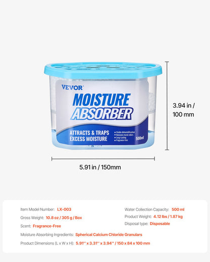 Moisture Absorber Boxes, 10.8 oz Humidity Absorber Boxes(6 Packs), Fragrance Free Dehumidifier Attracts Extra Moisture from Your Bathroom, Closet, and Kitchen
