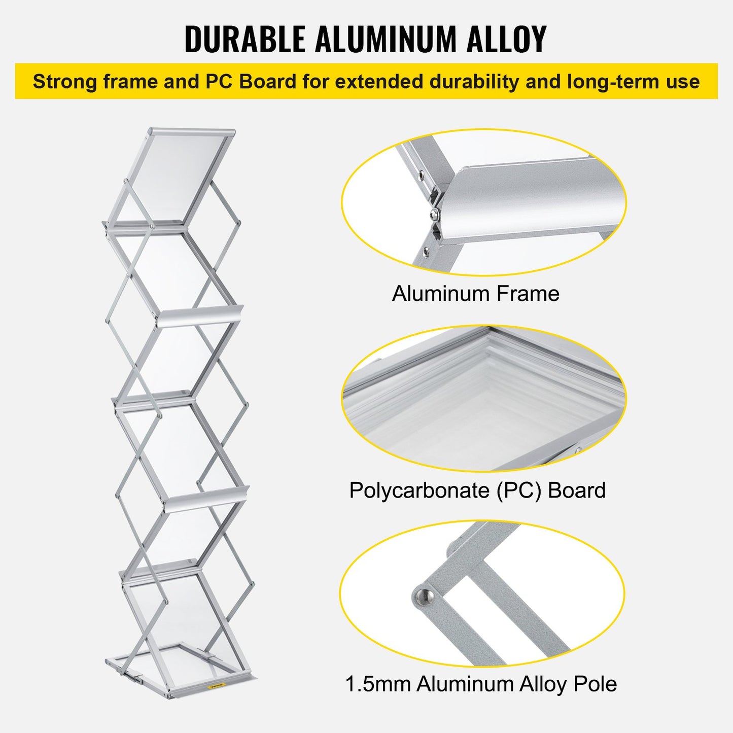 Prospektständer, 6 Fächer, Pop-Up-Zeitschriftenständer aus Aluminium, leichter Kataloghalter mit Tragetasche für Wohnzimmer, Hotel, Messe, Ausstellung, Büro