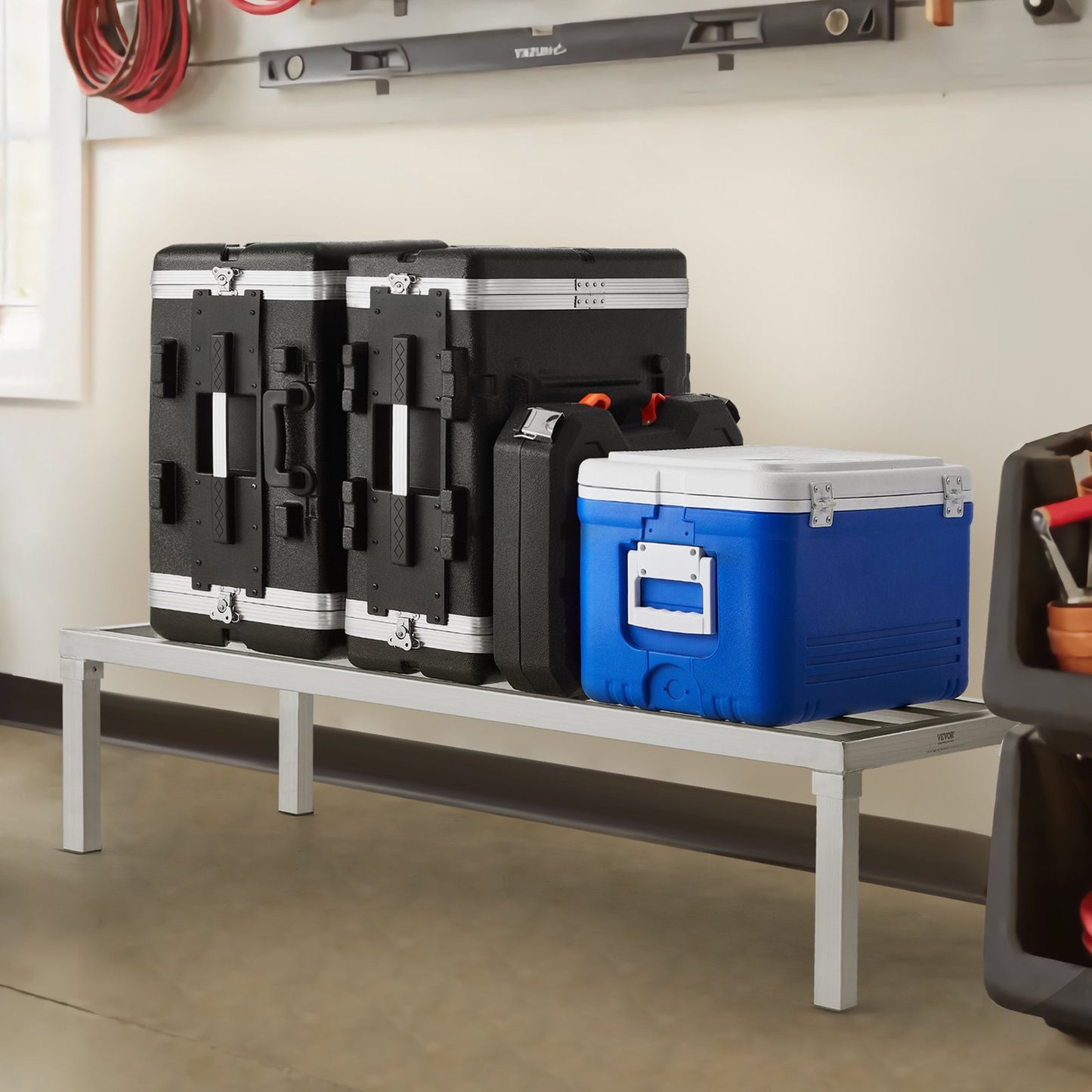 Aluminum Dunnage Rack, 48” x 20” Commercial Food Floor Rack, 12” Off the Floor, 1800 lbs Capacity All-Welded Aluminum Storage Rack, for Storage in Restaurants, Kitchens, Garages and Vehicles