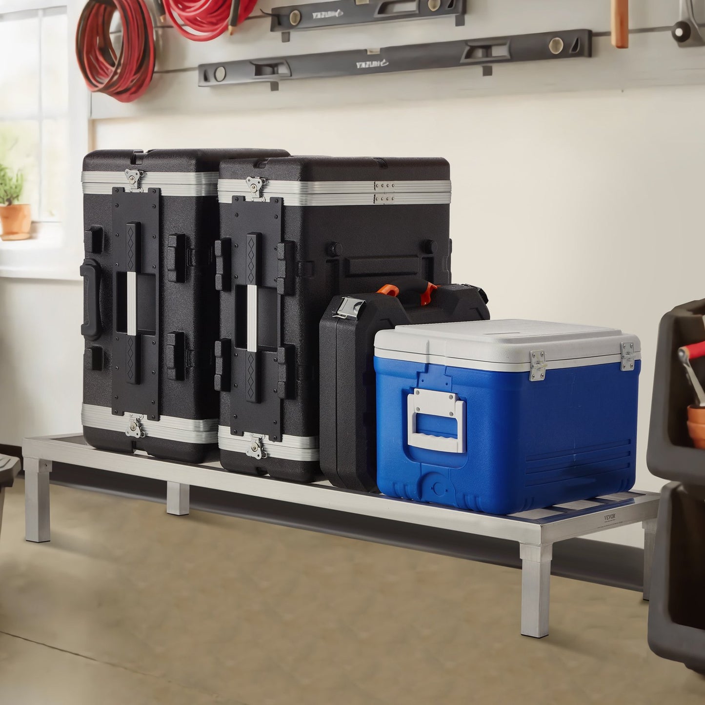 Aluminum Dunnage Rack, 48” x 20” Commercial Food Floor Rack, 8” Off the Floor, 1800 lbs Capacity All-Welded Aluminum Storage Rack, for Storage in Restaurants, Kitchens, Garages and Vehicles