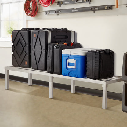 Aluminum Dunnage Rack, 60” x 20” Commercial Food Floor Rack, 12” Off the Floor, 1800 lbs Capacity All-Welded Aluminum Storage Rack, for Storage in Restaurants, Kitchens, Garages and Vehicles