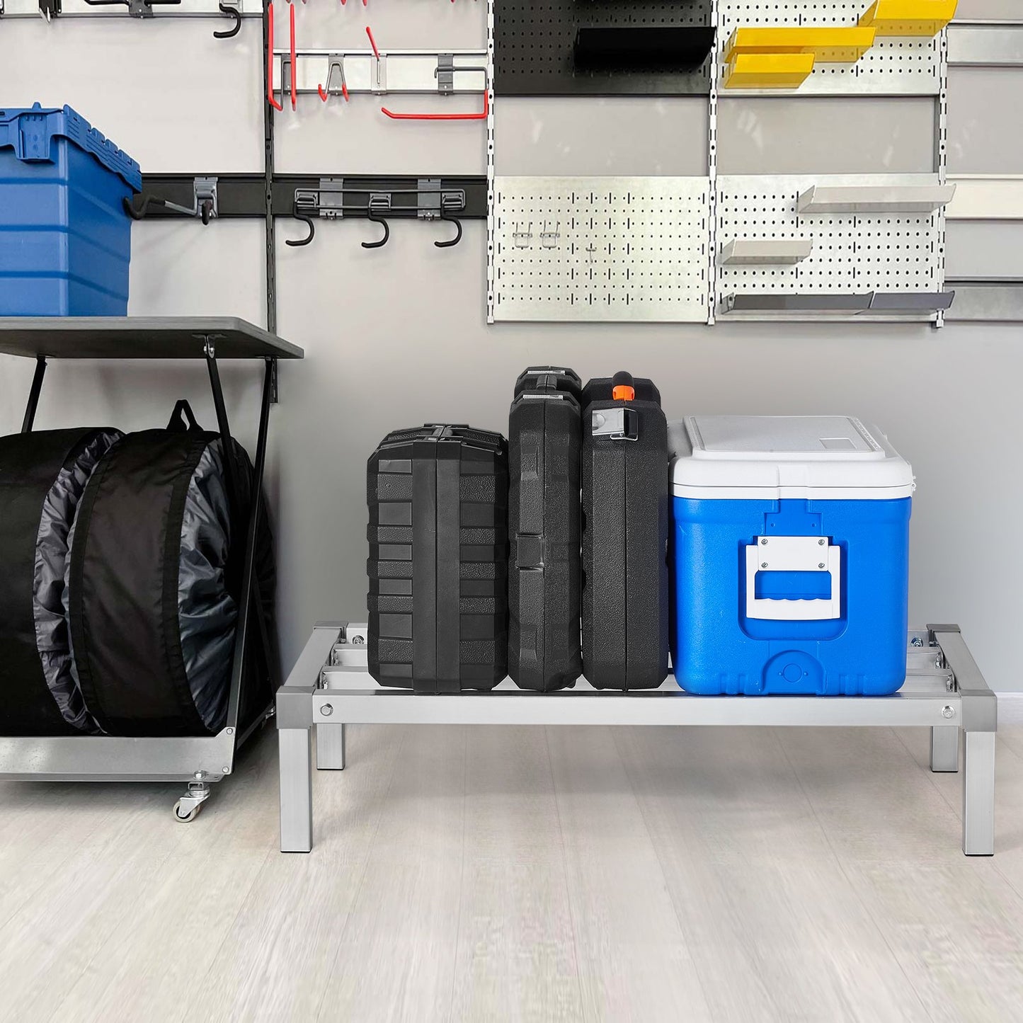 Aluminum Dunnage Rack, 36” x 20” Commercial Food Floor Rack, 8” Off the Floor, 1000 lbs Capacity All-Welded Aluminum Storage Rack, for Storage in Restaurants, Kitchens, Garages and Vehicles