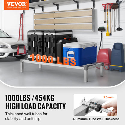 Aluminum Dunnage Rack, 48” x 20” Commercial Food Floor Rack, 8” Off the Floor, 1000 lbs Capacity All-Welded Aluminum Storage Rack, for Storage in Restaurants, Kitchens, Garages and Vehicles