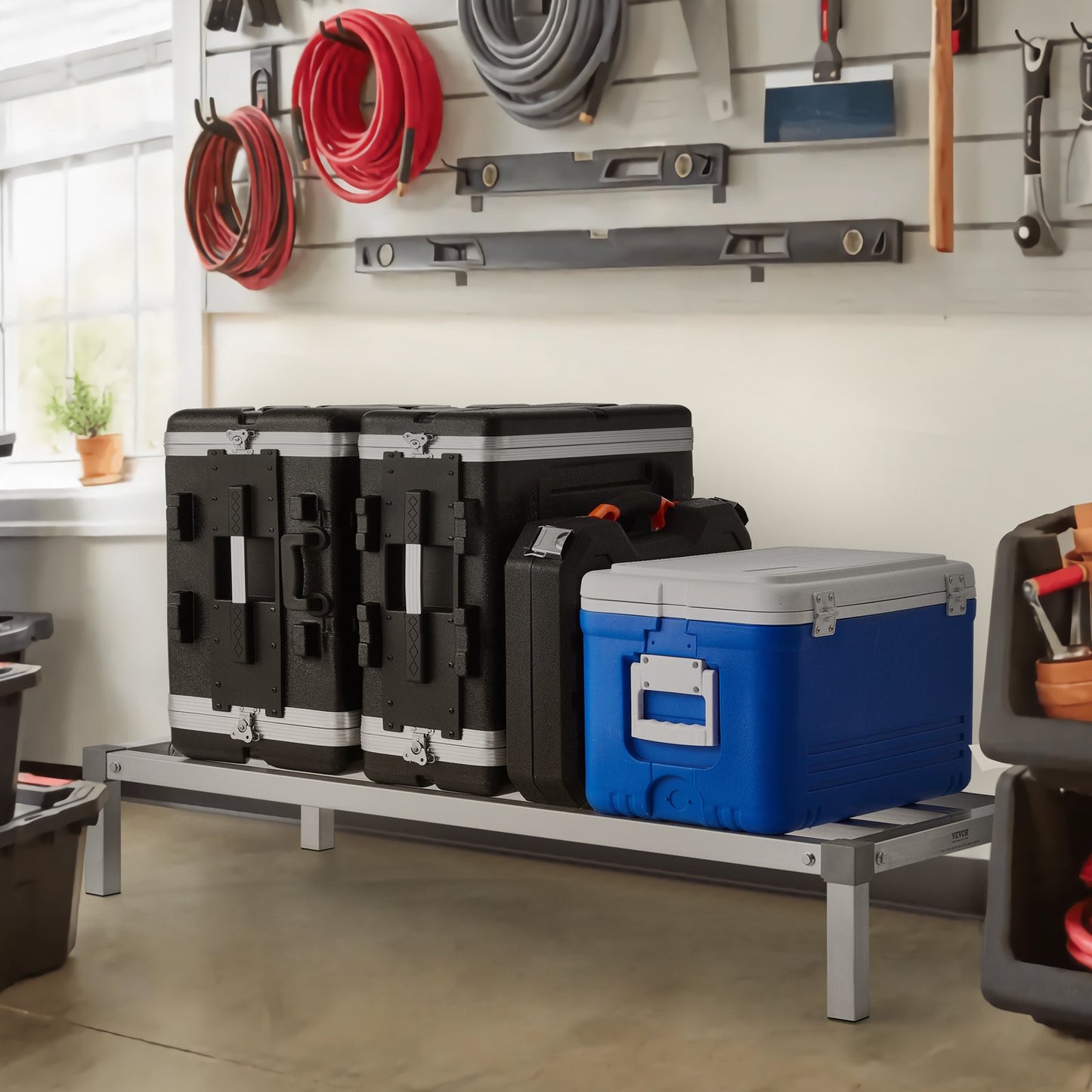 Aluminum Dunnage Rack, 48” x 20” Commercial Food Floor Rack, 8” Off the Floor, 1000 lbs Capacity All-Welded Aluminum Storage Rack, for Storage in Restaurants, Kitchens, Garages and Vehicles