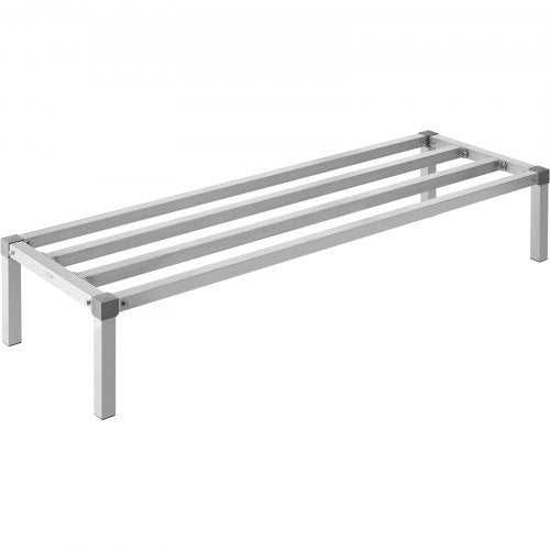 Aluminum Dunnage Rack, 60” x 20” Commercial Food Floor Rack, 12” Off the Floor, 1000 lbs Capacity All-Welded Aluminum Storage Rack, for Storage in Restaurants, Kitchens, Garages and Vehicles