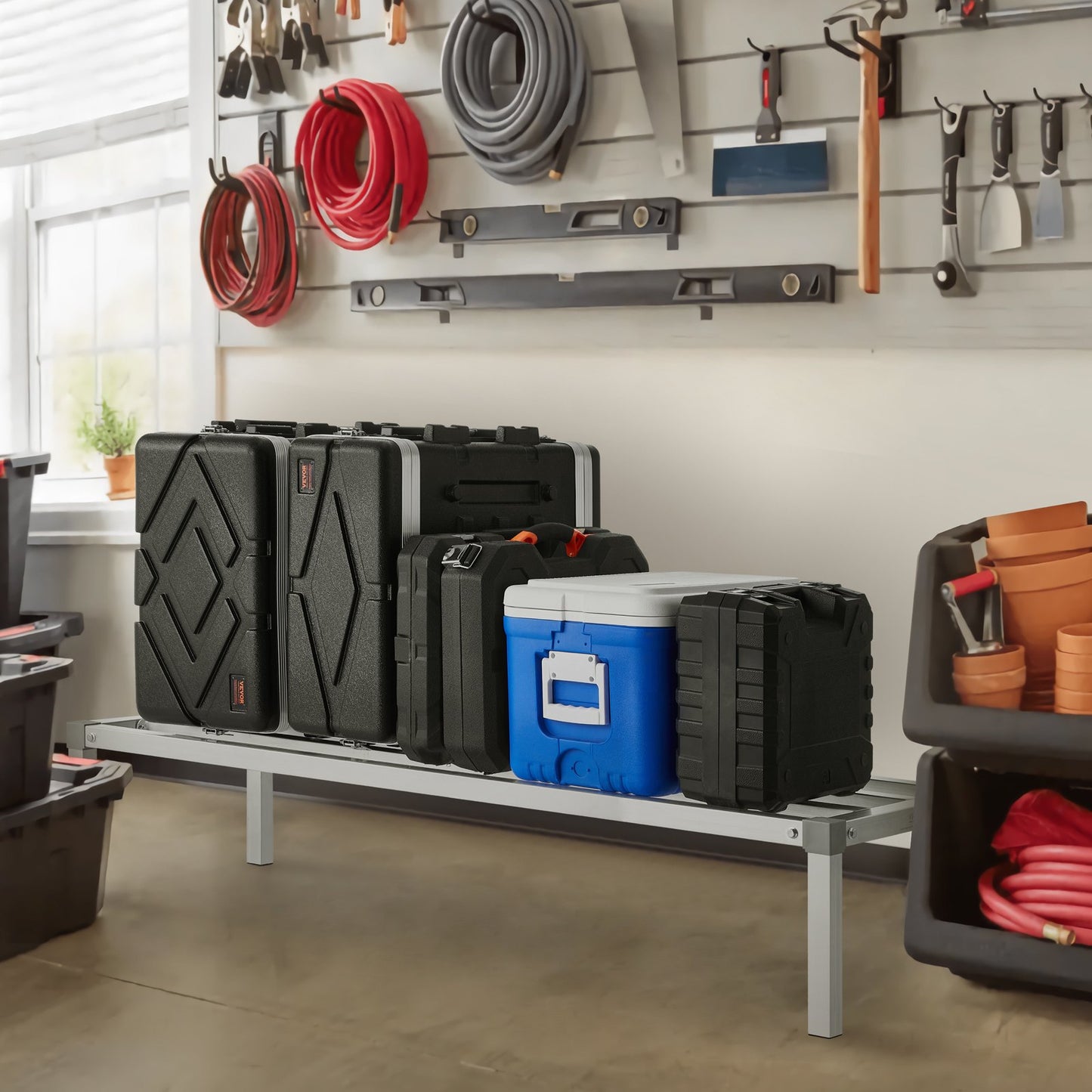 Aluminum Dunnage Rack, 60” x 20” Commercial Food Floor Rack, 12” Off the Floor, 1000 lbs Capacity All-Welded Aluminum Storage Rack, for Storage in Restaurants, Kitchens, Garages and Vehicles