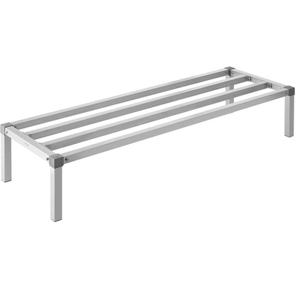 Aluminum Dunnage Rack, 60” x 20” Commercial Food Floor Rack, 12” Off the Floor, 1000 lbs Capacity All-Welded Aluminum Storage Rack, for Storage in Restaurants, Kitchens, Garages and Vehicles